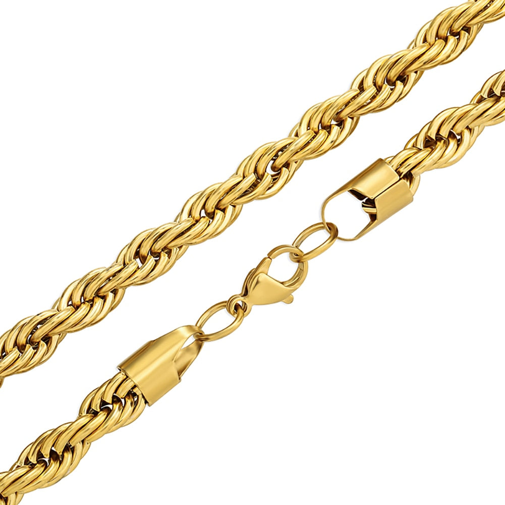 8mm Rope Chain - Hollow Hearts