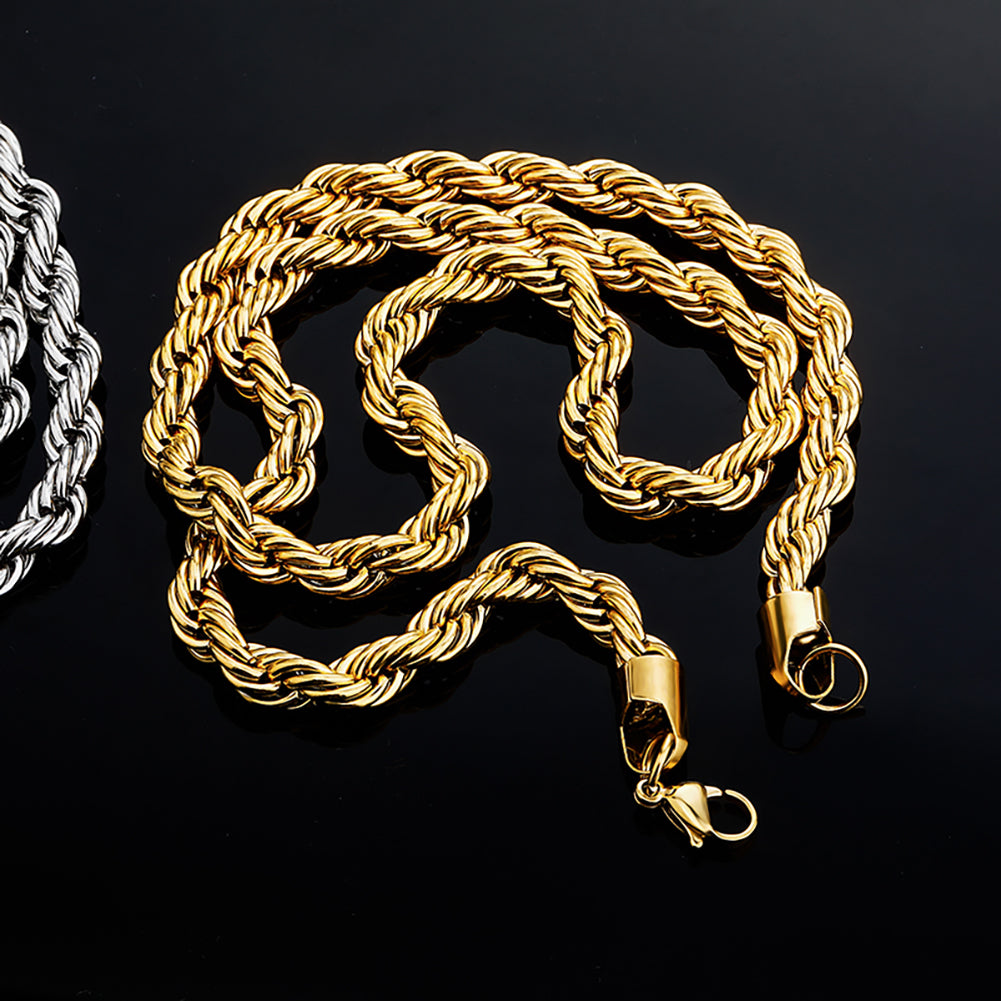 8mm Rope Chain - Hollow Hearts