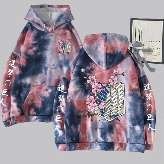 Floral AoT Hoodie (Tie-Dyed Style)