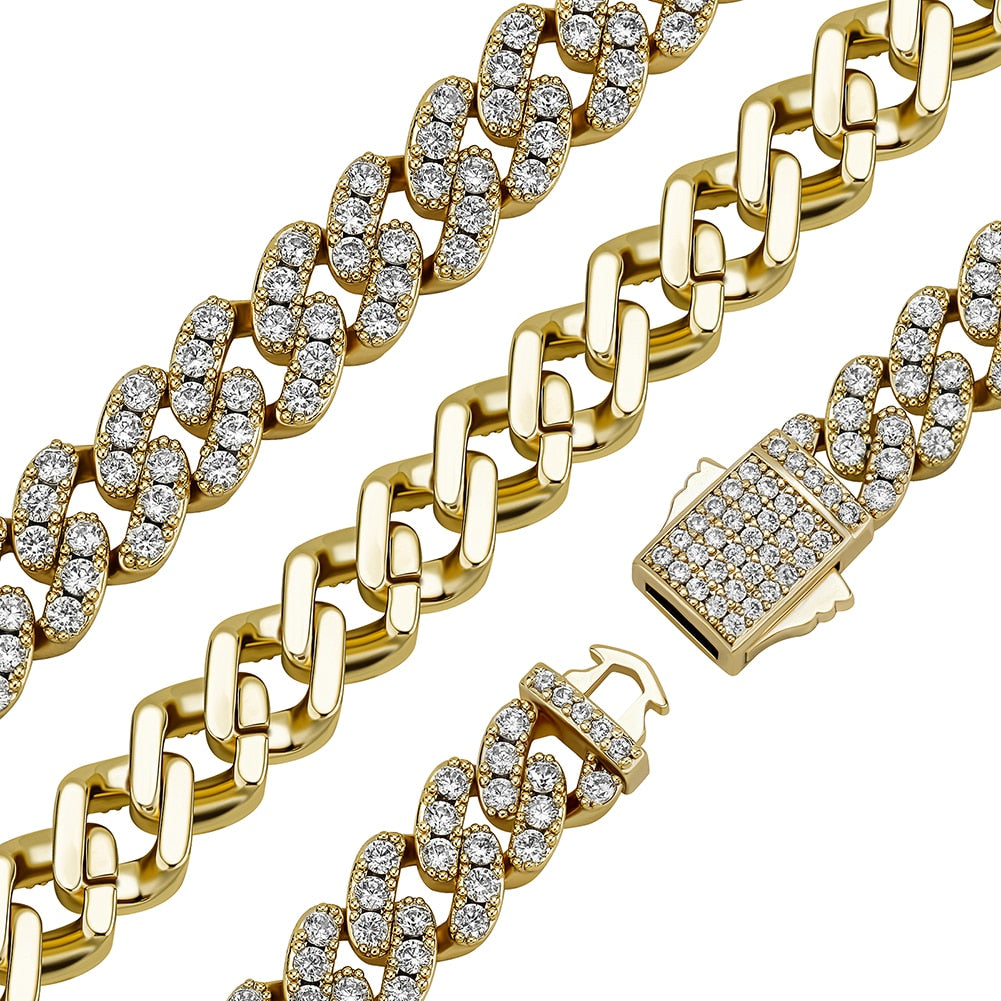 9mm Miami Cuban Link Chain - Hollow Hearts