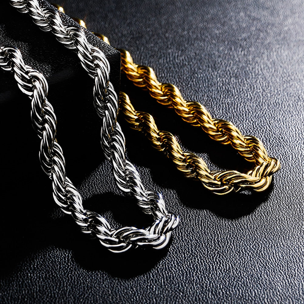 8mm Rope Chain - Hollow Hearts
