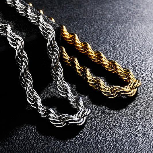 8mm Rope Chain - Hollow Hearts